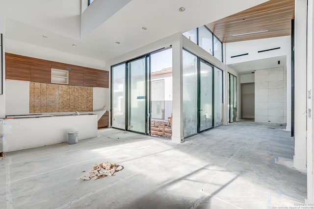 interior space featuring a towering ceiling