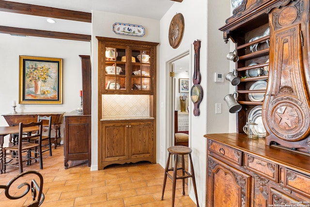 interior space featuring decorative backsplash