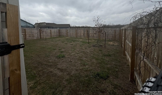 view of yard featuring a fenced backyard