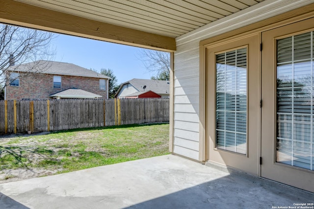 view of yard with a patio area and fence