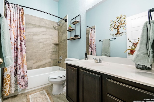 13818 Cessna, San Antonio, TX 78245 - full bathroom with vanity, toilet, and shower / bath combo with shower curtain