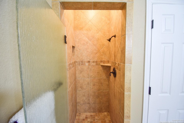 bathroom with a shower stall