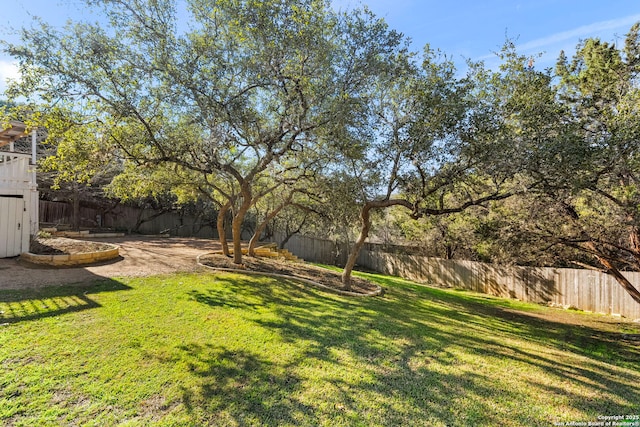 view of yard featuring a fenced backyard