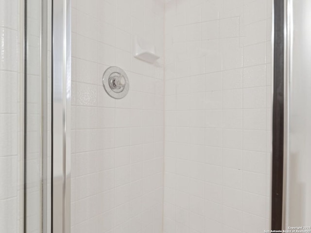 interior details featuring a shower stall