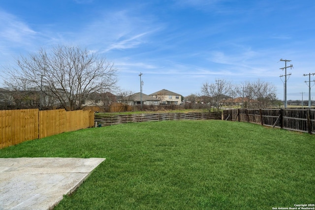 view of yard featuring a fenced backyard