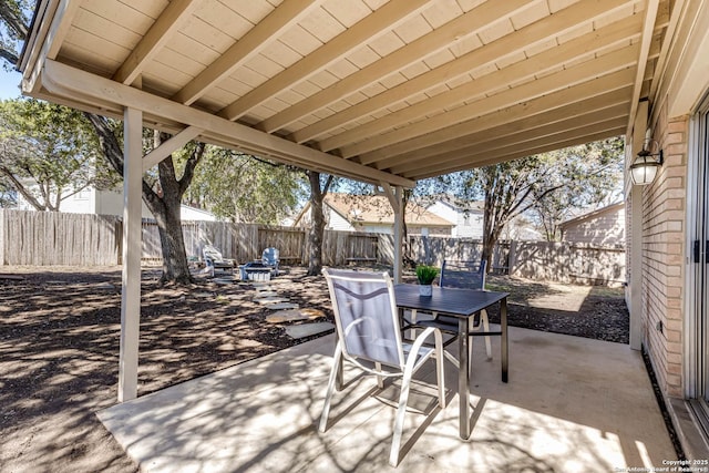 view of patio / terrace featuring outdoor dining area and a fenced backyard