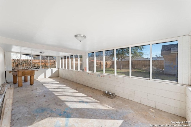 view of unfurnished sunroom