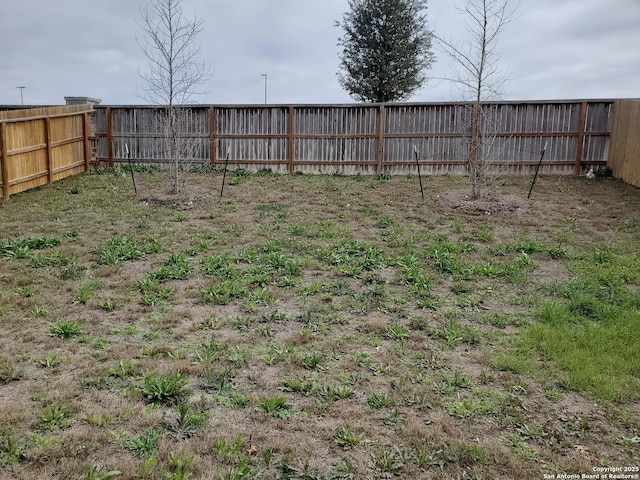 view of yard featuring a fenced backyard