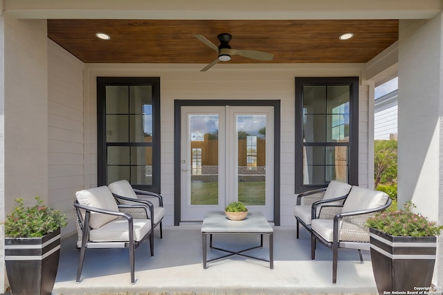 view of patio / terrace with a ceiling fan