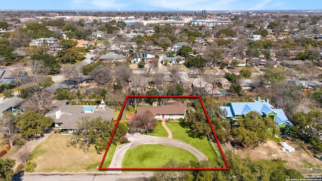 bird's eye view with a residential view