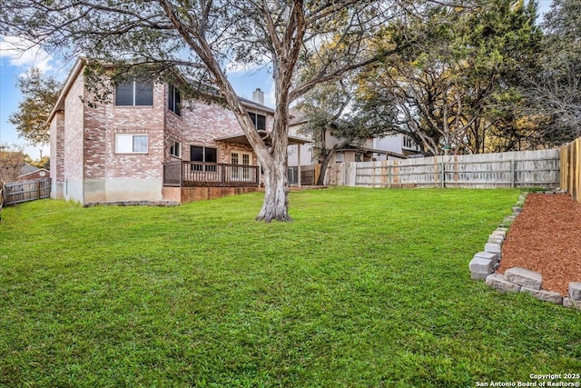 view of yard featuring a fenced backyard