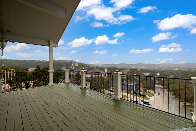 deck featuring a mountain view