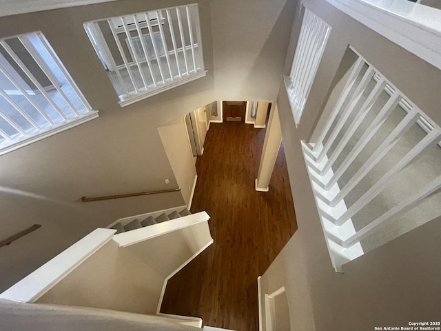 staircase featuring wood finished floors