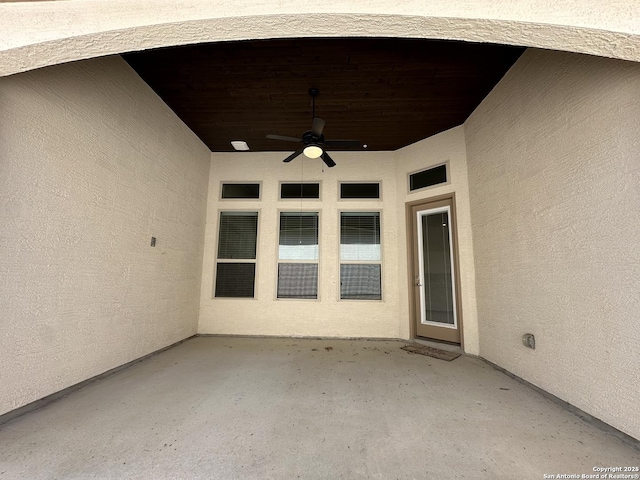 view of patio / terrace featuring ceiling fan