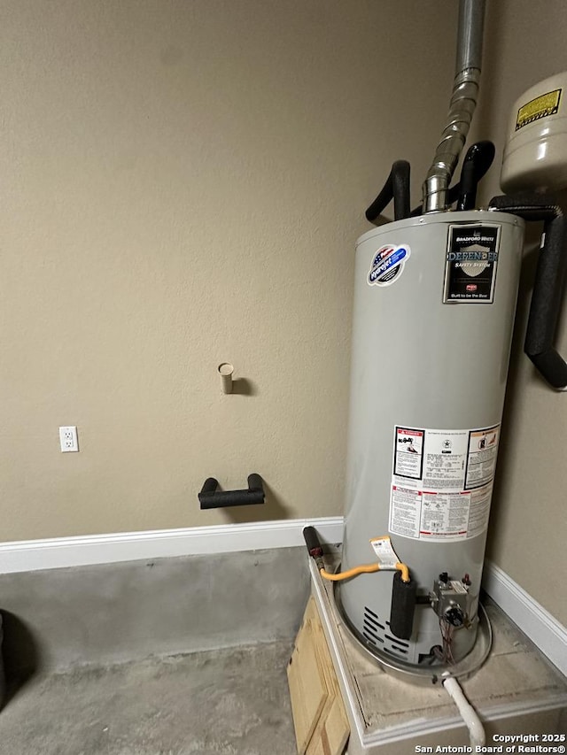 utility room with water heater