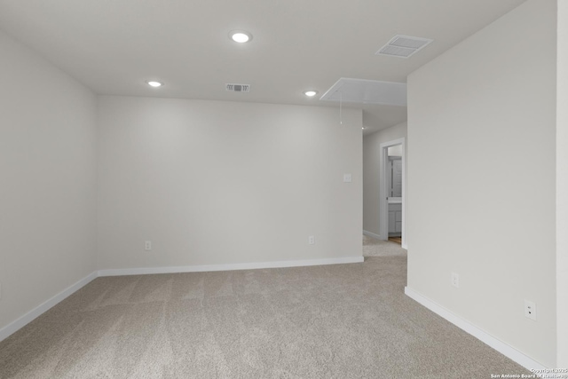 4338 Clarisse St, New Braunfels, TX 78130 - spare room with attic access, recessed lighting, light carpet, and baseboards