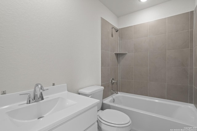 4338 Clarisse St, New Braunfels, TX 78130 - full bathroom featuring toilet, vanity, shower / washtub combination, and a textured wall