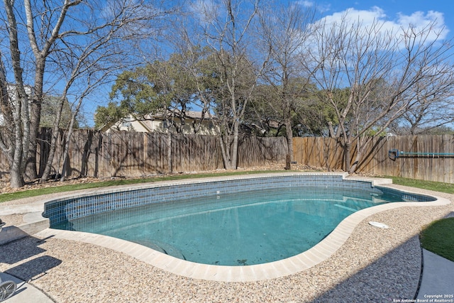 view of swimming pool featuring a fenced in pool and a fenced backyard