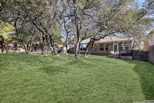 view of yard featuring a fenced backyard