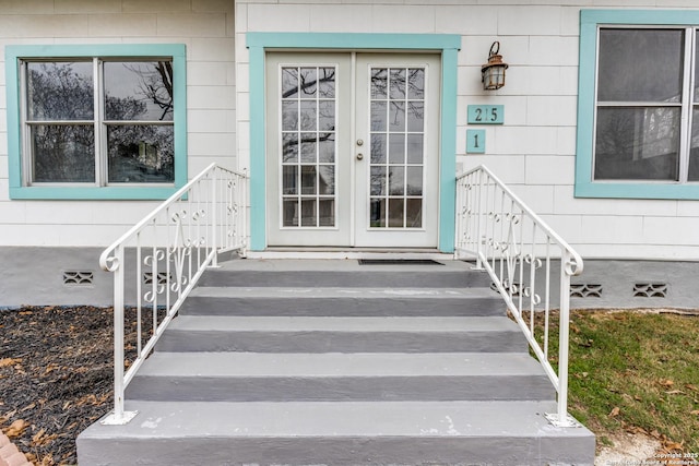 doorway to property featuring french doors