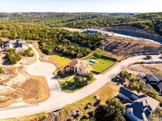 aerial view with a forest view