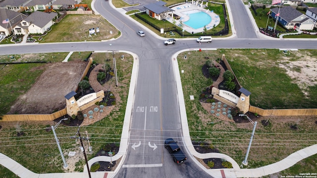 drone / aerial view with a residential view