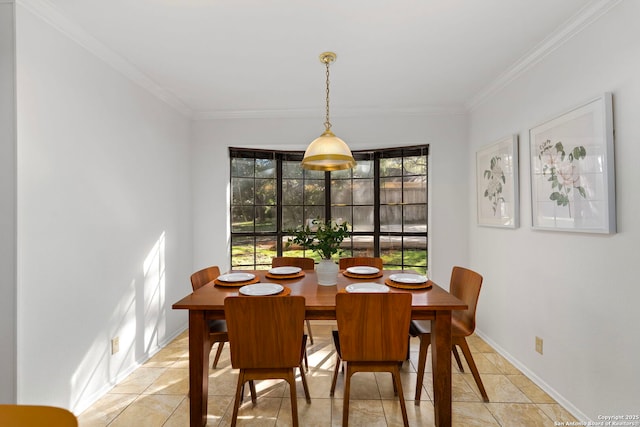 dining area with plenty of natural light, baseboards, and light tile patterned floors