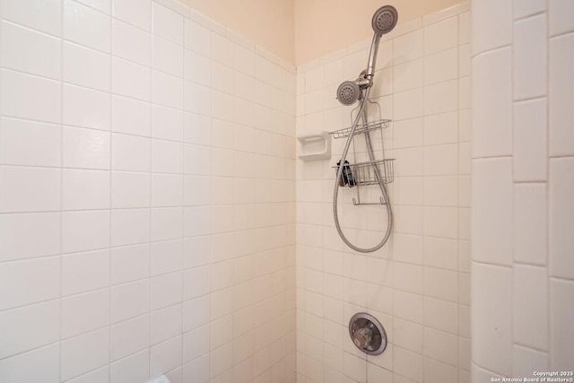 details with a tile shower