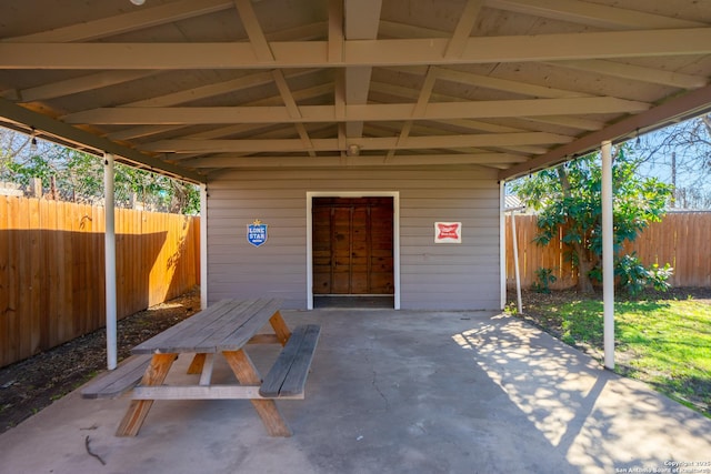 view of patio featuring a fenced backyard