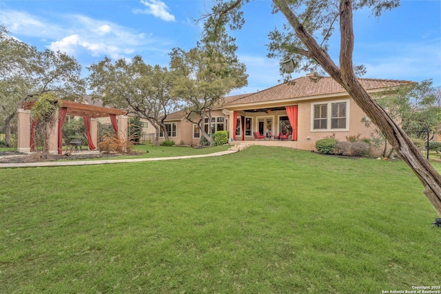 exterior space with a patio area and a pergola