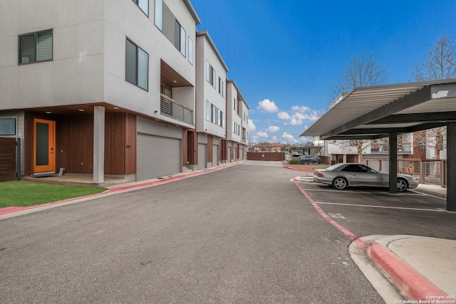 view of street with curbs