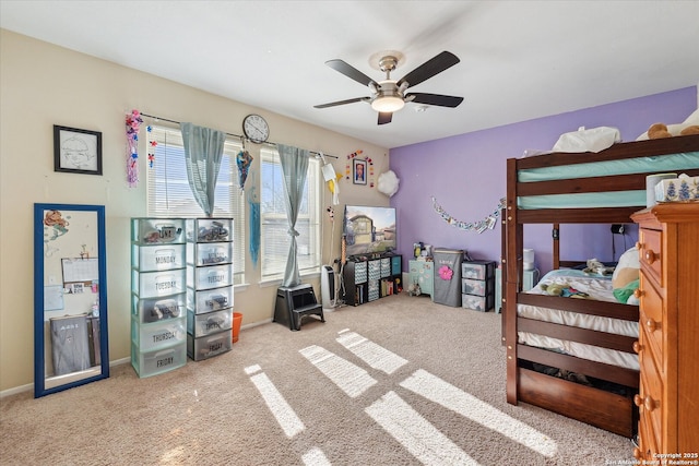 bedroom featuring a ceiling fan and carpet flooring