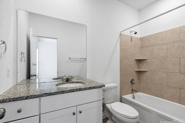 full bathroom with toilet, shower / washtub combination, and vanity