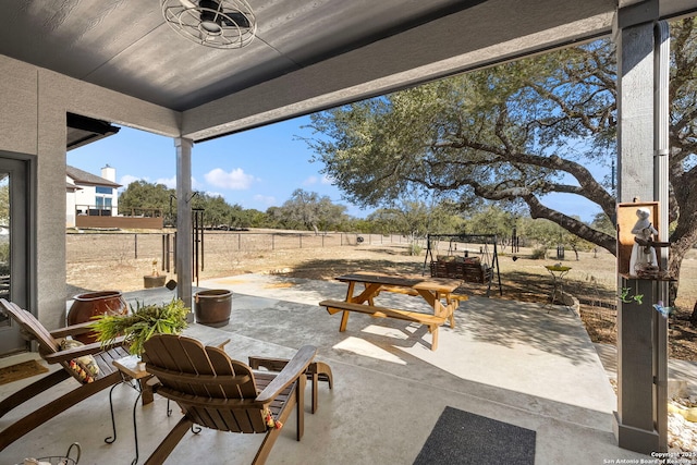 view of patio featuring a fenced backyard