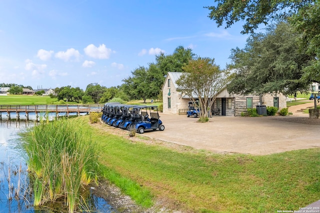 view of property's community with a water view