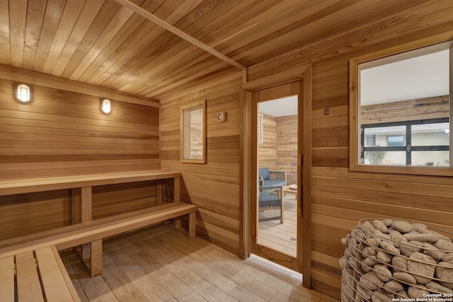 view of sauna / steam room featuring wood finished floors