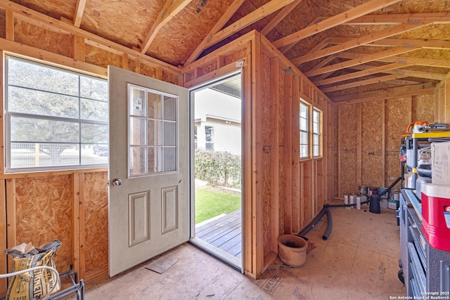 interior space with vaulted ceiling and a wealth of natural light