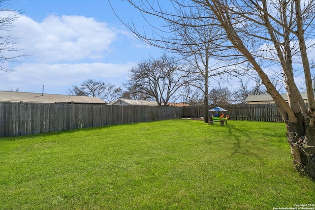 view of yard featuring a fenced backyard