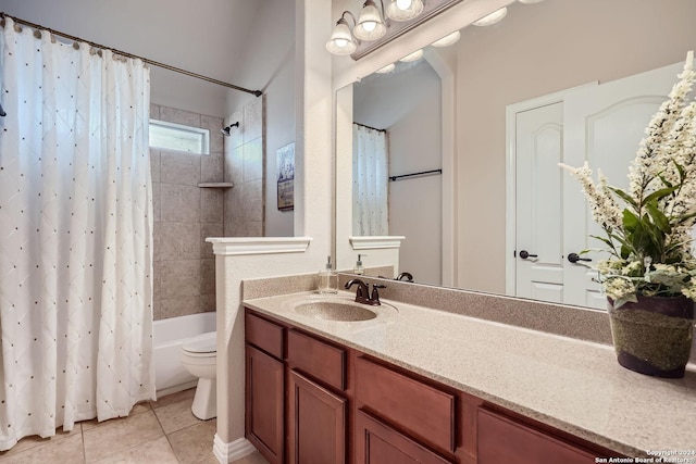 13026 Gordons Knl, San Antonio, TX 78253 - bathroom featuring tile patterned flooring, vanity, toilet, and shower / bath combo with shower curtain