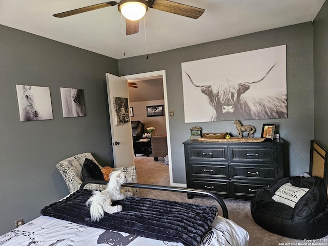 carpeted bedroom with a ceiling fan