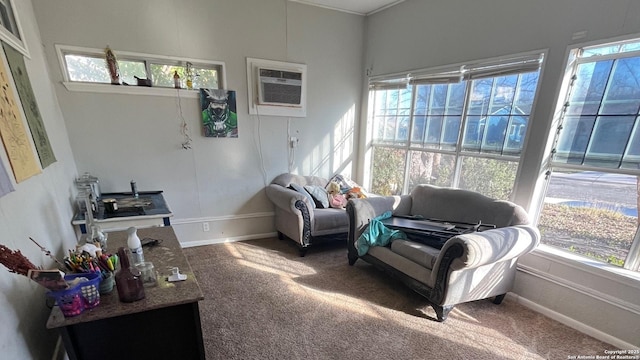 sunroom / solarium featuring a wall mounted air conditioner