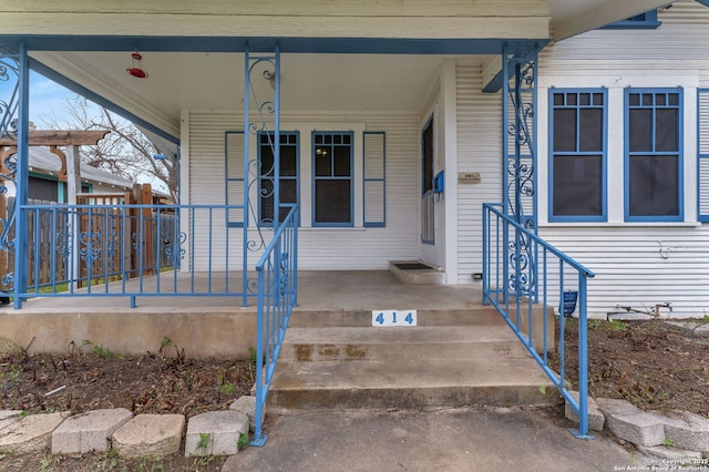 property entrance with a porch