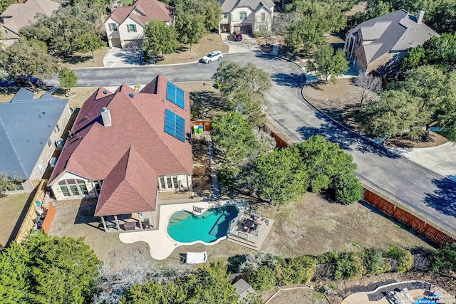 drone / aerial view with a residential view