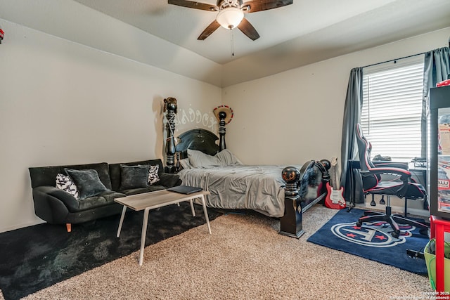 bedroom with carpet and ceiling fan