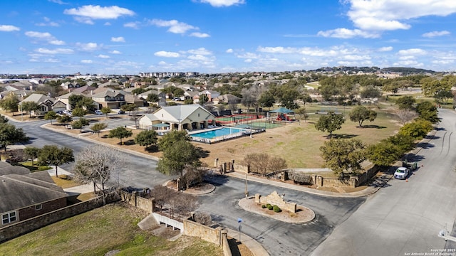 bird's eye view with a residential view