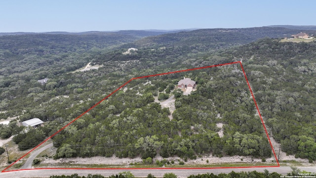 846 County Road 2763, Mico, TX 78056 - aerial view with a mountain view and a view of trees