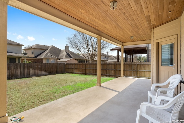 view of patio with a fenced backyard