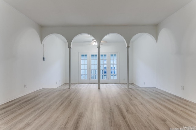 spare room featuring light wood-style floors