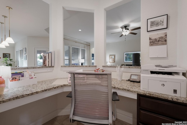 bathroom featuring vanity and a ceiling fan