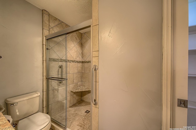 bathroom featuring toilet and a stall shower